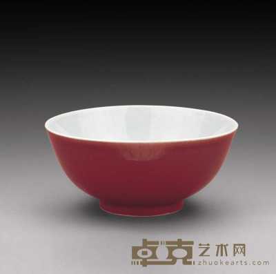 清乾隆 祭红釉碗 口径17cm